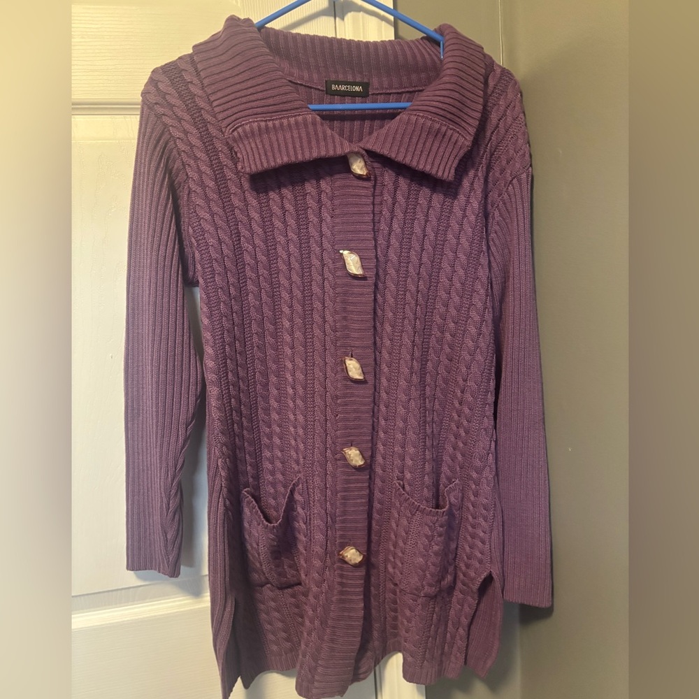 Barcelona Purple Ribbed Sweater